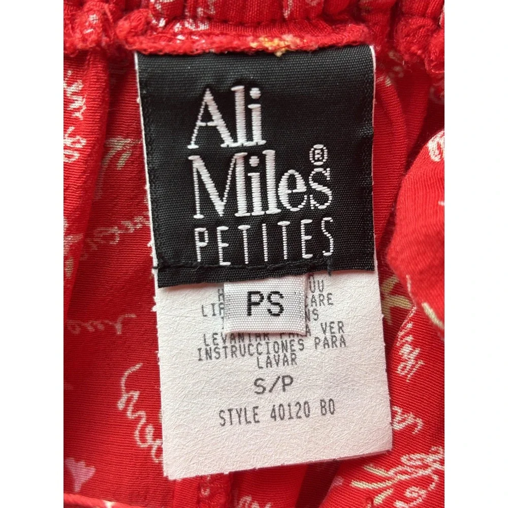 Ali Miles Skirt Womens Petite Small Red Floral Rayon A Line Pull On Midi Boho